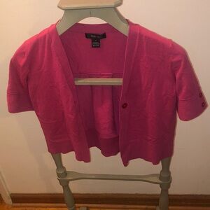 Style & Co. Hot Pink Short Sleeve Button Cardigan